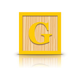 Vector letter G wooden alphabet block
