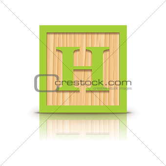 Vector letter H wooden alphabet block