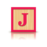 Vector letter J wooden alphabet block