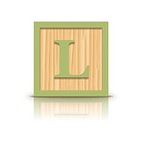 Vector letter L wooden alphabet block
