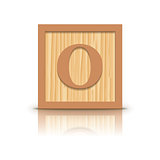 Vector letter O wooden alphabet block