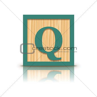 Vector letter Q wooden alphabet block