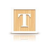 Vector letter T wooden alphabet block