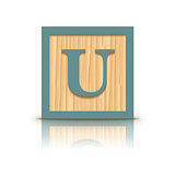 Vector letter U wooden alphabet block