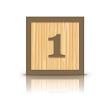 Vector number 1 wooden alphabet block