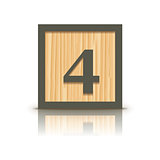 Vector number 4 wooden alphabet block