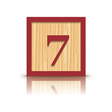 Vector number 7 wooden alphabet block