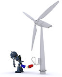 Android with wind turbine