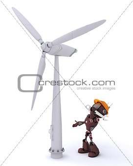 Android with wind turbine