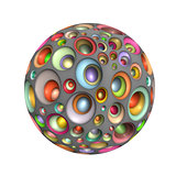 3d techno ball in multiple bright colors on white