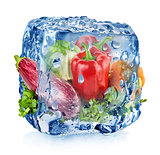 Ice cube with vegetables