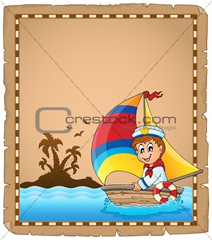 Parchment with sailor in boat 1