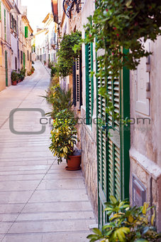 Narrow street in the old Mediterranean town