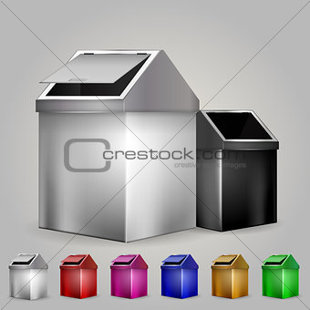 Illustration of dustbins