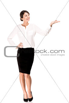 Business woman showing something