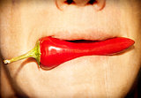 people with chilli in mouth, paper texture