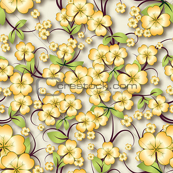 abstract seamless floral background with spring ornament on beig
