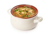 bean soup on white background with clipping path