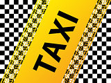 Checkered taxi background with tire treads and shadows