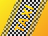 Checkered taxi background with tire treads