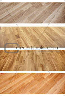 Set of banners with new oak parquet texture