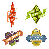 set of vector logo retro ribbon labels and futuristic style banners