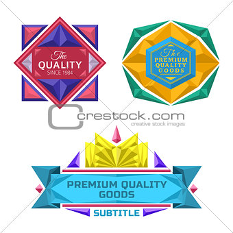 set of retro badge jewel labels and logo