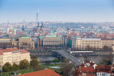 Prague center  aerial panorama, Prague, Czech Republic