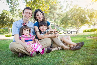Attractive Young Mixed Race Family Park Portrait