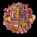 3d futuristic city ball in multiple color on black
