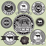 vector set of labels with cow and beef