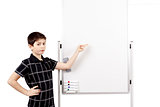 young boy student and whiteboard