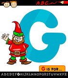 letter g with gnome cartoon illustration