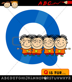 letter q with quadruplets illustration