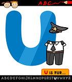 letter u with uniform cartoon illustration