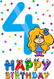 fourth birthday cartoon design