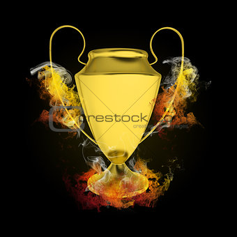 Soccer Cup in colored flames and smoke