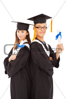 happy graduating students isolated on white