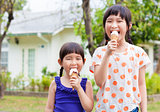 Cute little Girls  Eating Ice Cream