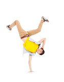 Young handsome man dancing stylish and cool breakdance
