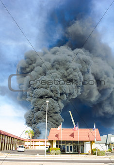 hotel serious conflagration produce heavy smoke