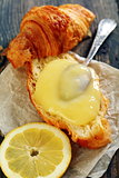 Croissant with cream and lemon.