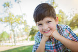 Cute Young Boy Outdoors Portrait