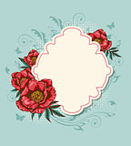 Label and red peony