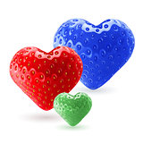 Colorful strawberry hearts