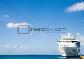 Luxury Cruise Ship in Corner of Frame