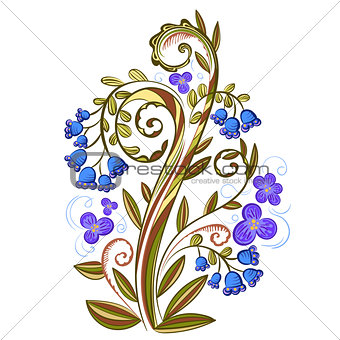 Decorative floral colored pattern with leaves