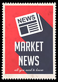 Market News on Red in Flat Design.