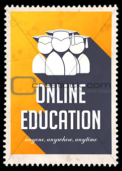 Online Education on Yellow in Flat Design.