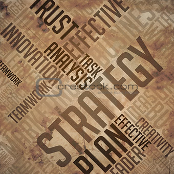 Strategy - Grunge Wordcloud Concept.